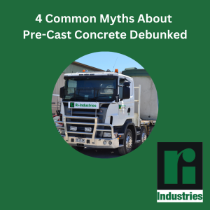 Image shows a commercial truck with Ri-Industries on it hauling concrete products.