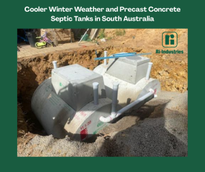 Image shows precast concrete septic tank being installed